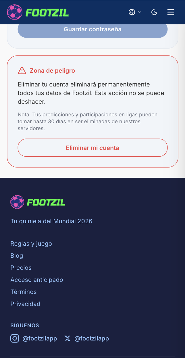Diálogo de confirmación para borrar la cuenta.