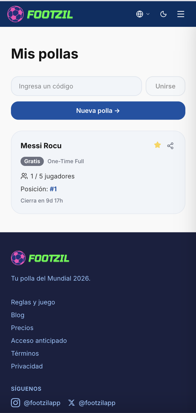 Botón Nueva Quiniela en el Dashboard.