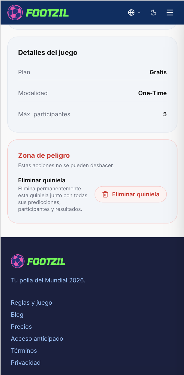 Diálogo de confirmación para borrar una liga.