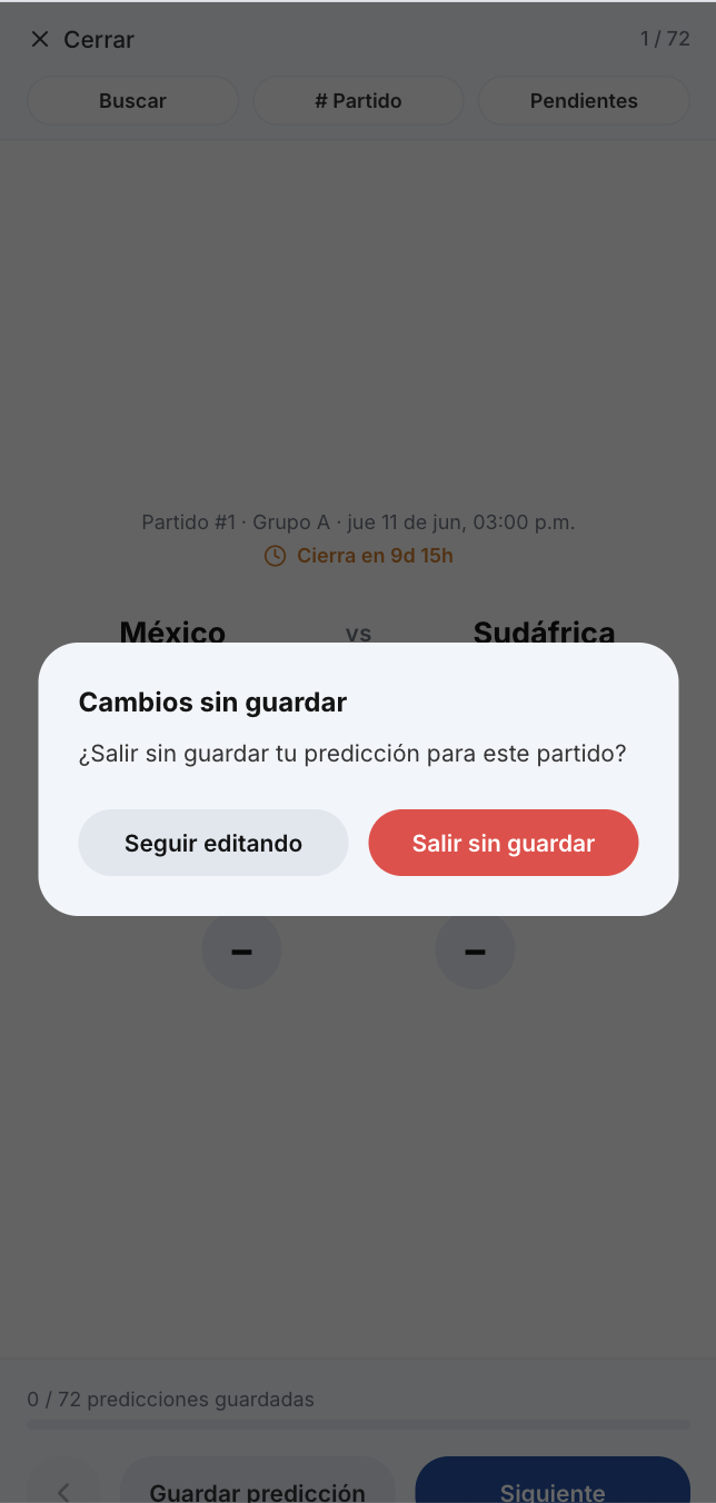 Botón Guardar resaltado en la pantalla de predicción.